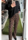 YÜKSEK BEL LİKRALI PALAZZO LEOPAR PANTOLON