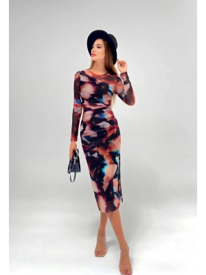 Drapeli Tül Elbise-Somon