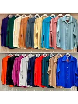 İpek Saten Gömlek-Petrol