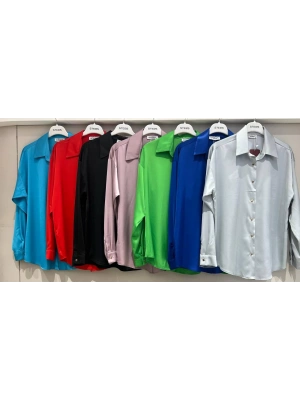 İpek Saten Gömlek-Siyah