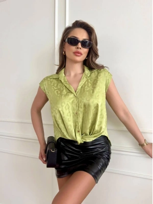 KOLSUZ DÜĞÜMLÜ SATEN BLUZ-BEYAZ