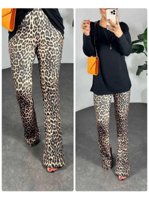 LEOPAR DESEN ÇELİK TAYT PANTOLON
