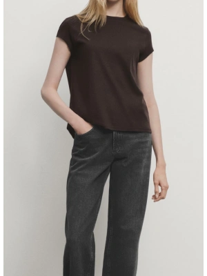 Massimo Düşük Kol Basic Tişört-Siyah