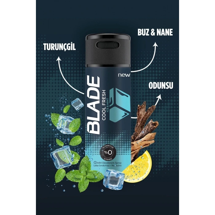 2 Adet Blade Cool Fresh Erkek Deodorant 150 Ml Hızlı Kurur Leke Bırakmaz