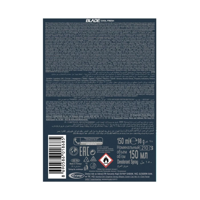 2 Adet Blade Cool Fresh Erkek Deodorant 150 Ml Hızlı Kurur Leke Bırakmaz