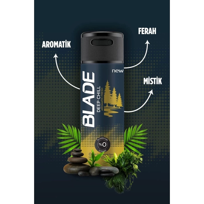 2 Adet Blade Deep Chill Erkek Deodorant 150 Ml Hızlı Kurur, Leke Bırakmaz