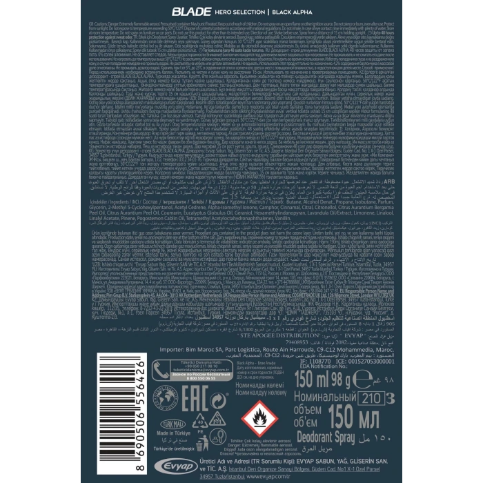 2 Adet Blade Hero Selection Serisi Black Alpha Erkek Deodorant 150 Ml