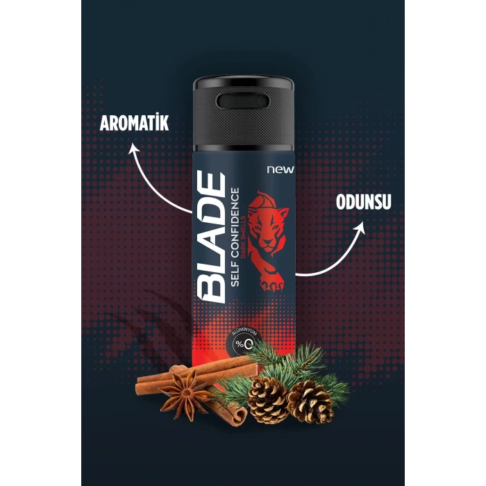 2 Adet Blade Self Confidence Erkek Deodorant 150 Ml Hızlı Kurur, Leke Bırakmaz