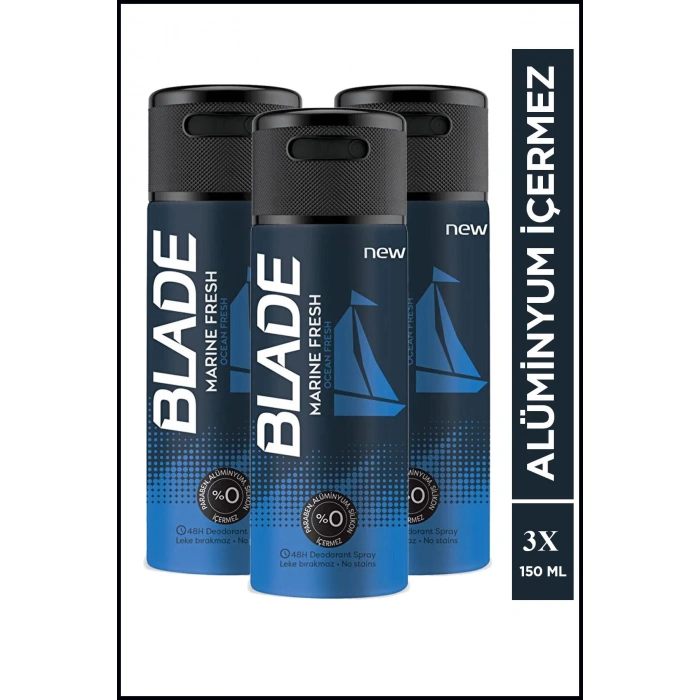 3 Adet Blade Marine Fresh Erkek Deodorant Sprey 150 ml