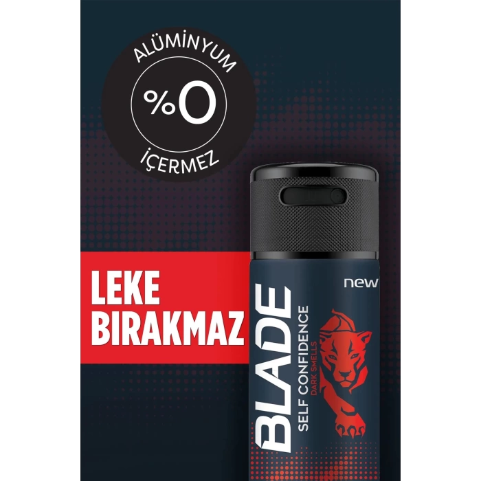 3 Adet Blade Self Confidence Erkek Deodorant 150 Ml Hızlı Kurur, Leke Bırakmaz