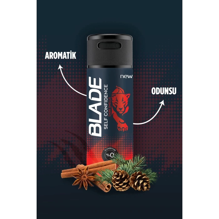 3 Adet Blade Self Confidence Erkek Deodorant 150 Ml Hızlı Kurur, Leke Bırakmaz