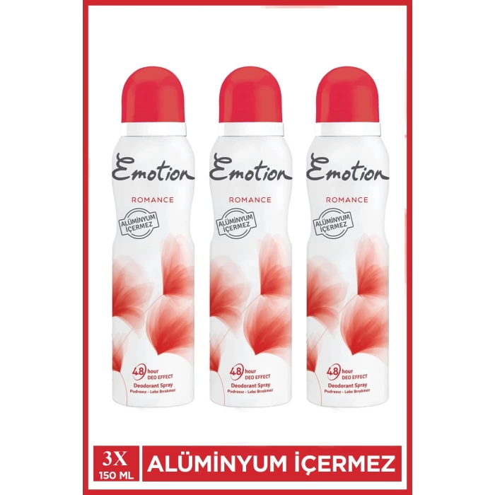 3 Adet Emotion Romance Kadın Vegan Deodorant 150 Ml Hızlı Kurur, Leke Bırakmaz