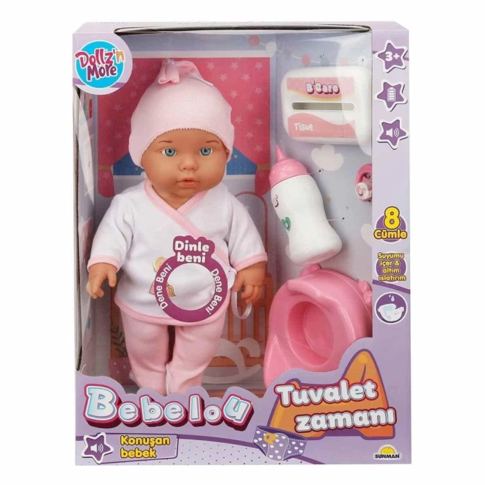 Nessiworld 30011 Bebelou Tuvalet Zamanı Sesli Bebek Seti 35 cm -Sunman
