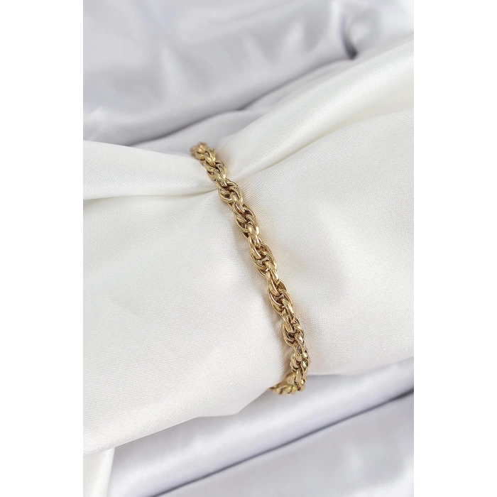 316L Çelik Gold Renk Burgu Model Kadın Bileklik