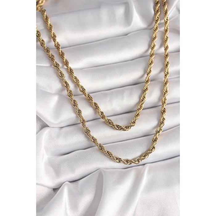 316L Çelik Gold Renk 1 Metre Burgu Zincir Kadın Kolye