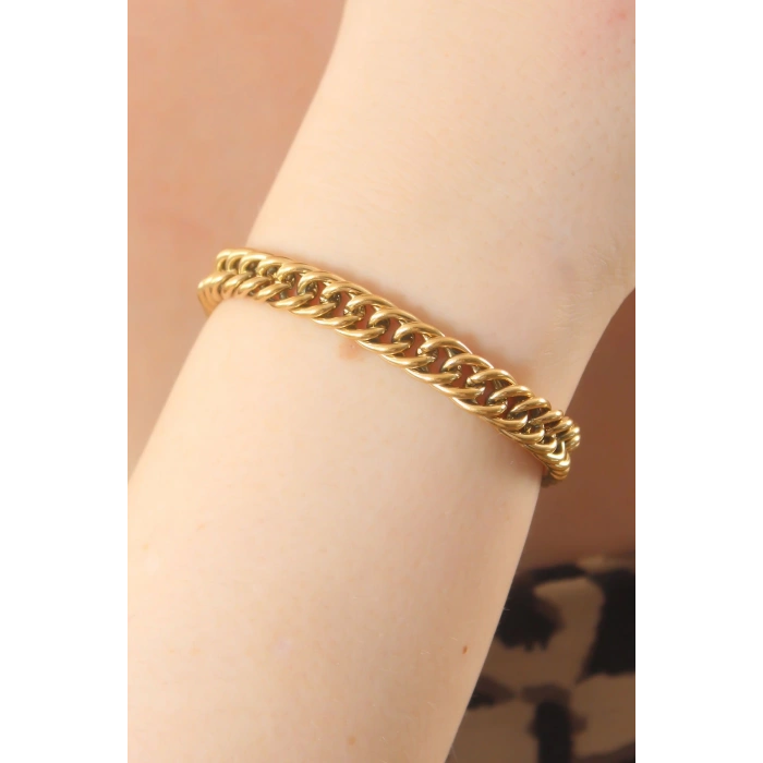 316L Çelik Gold Renk Zincir Model Kadın Bileklik