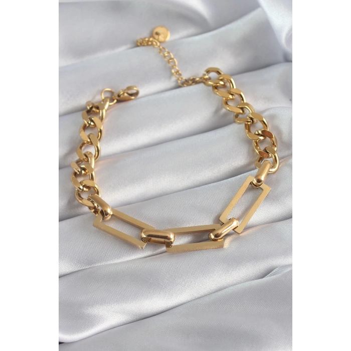 316L Çelik Gold Renk Zincir Model Kadın Bileklik