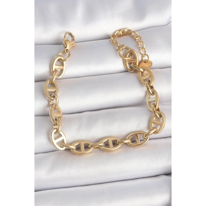 316L Çelik Gold Renk Zincir Model Kadın Bileklik