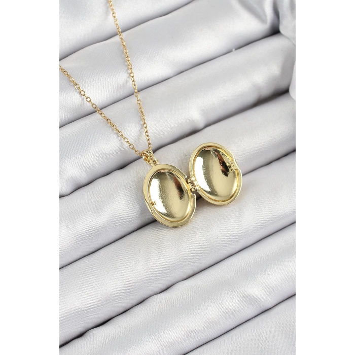 316L Çelik Zincir Açılabilir Sanatsal Vintage Çiçek Model Gold Renk Kadın Kolye