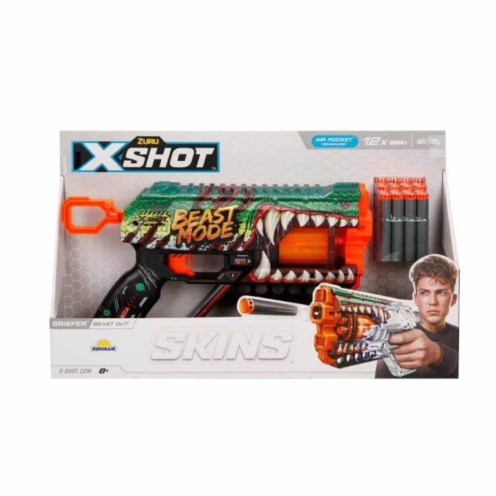 Nessiworld 36561 X-Shot Skins Griefer 12 Mermili Sünger Dart Atan Silah 32 cm