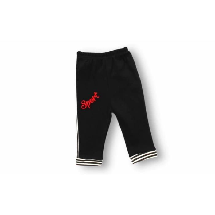 6-9 9-12 12-18 18-24 24-36 Ay Sport Baskılı Çizgili Uzun Kollu Sweatli 2li Erkek Bebek Takımı