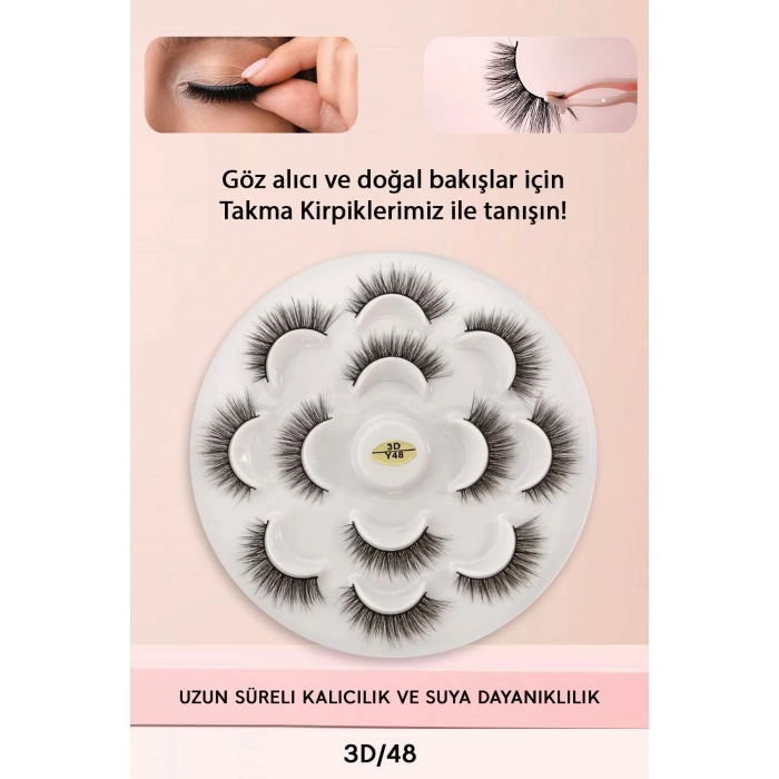 7 Çift Doğal İpek Takma Kirpik 3d 48 Hacimli Sdgnh 1038993