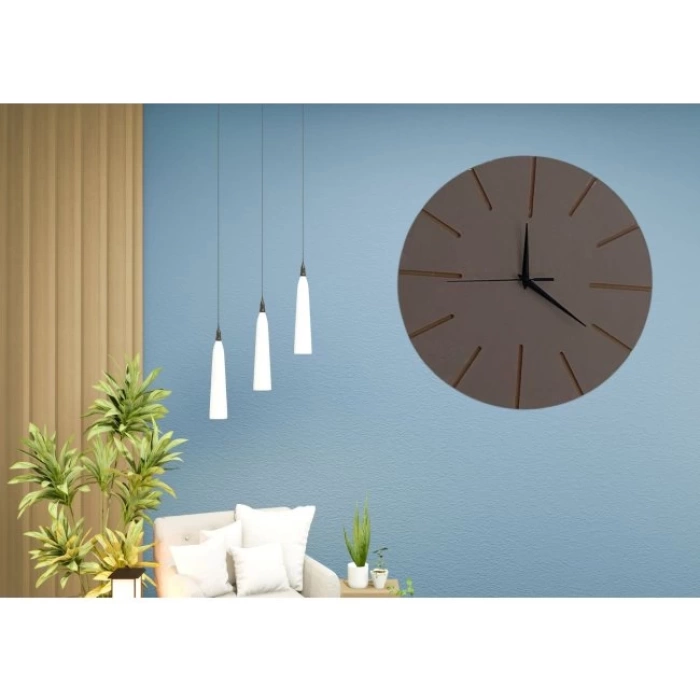 Ahşap Minimal Dekoratif Duvar Saati - 33x33 cm Vizon