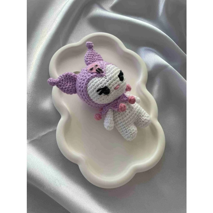 Amigurumi Anahtarlık  El Yapımı Kuromi 12 cm Lila