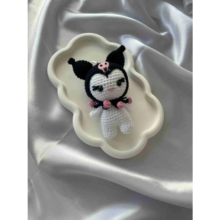 Amigurumi Anahtarlık  El Yapımı Kuromi 12 cm Siyah