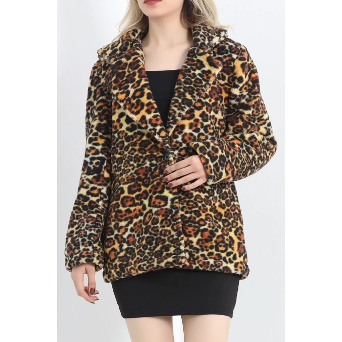 Astarlı Peluş Ceket Leopar - 12725.148.