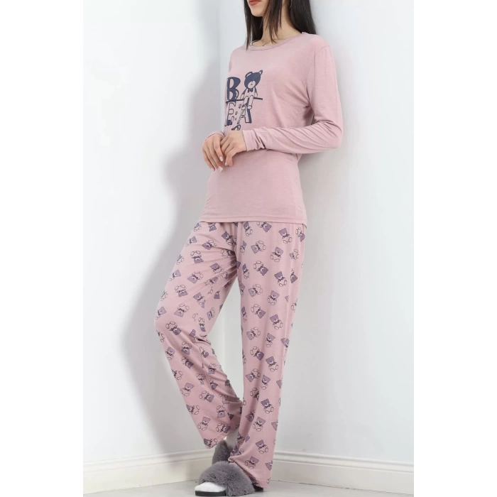 Baskılı Poliviskon Pijama Takımı Güllaci - 302.1287.