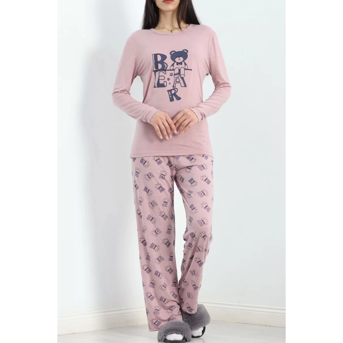 Baskılı Poliviskon Pijama Takımı Güllaci - 302.1287.