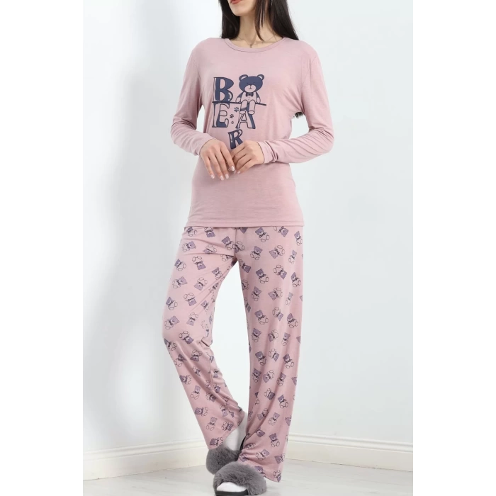 Baskılı Poliviskon Pijama Takımı Güllaci - 302.1287.