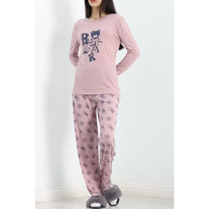 Baskılı Poliviskon Pijama Takımı Güllaci - 302.1287.