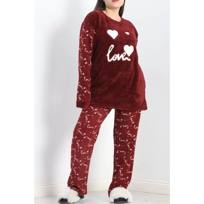 Battal Polar Pijama Takımı Bordo - 19199.1048.