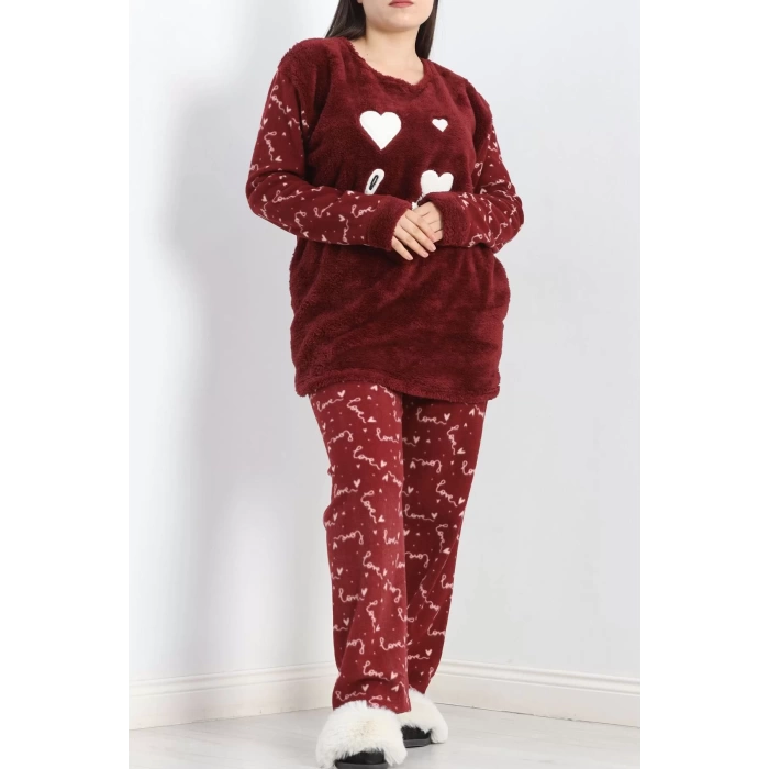 Battal Polar Pijama Takımı Bordo - 19199.1048.