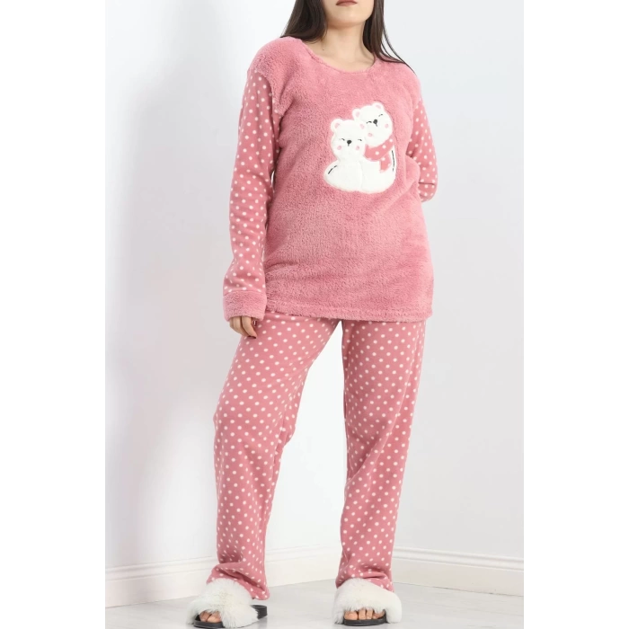 Battal Polar Pijama Takımı Pudra1 - 19199.1048.