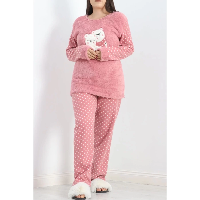 Battal Polar Pijama Takımı Pudra1 - 19199.1048.