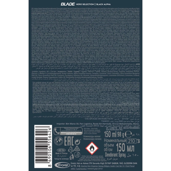 Blade Hero Selection Serisi Black Alpha Erkek Deodorant 150 Ml