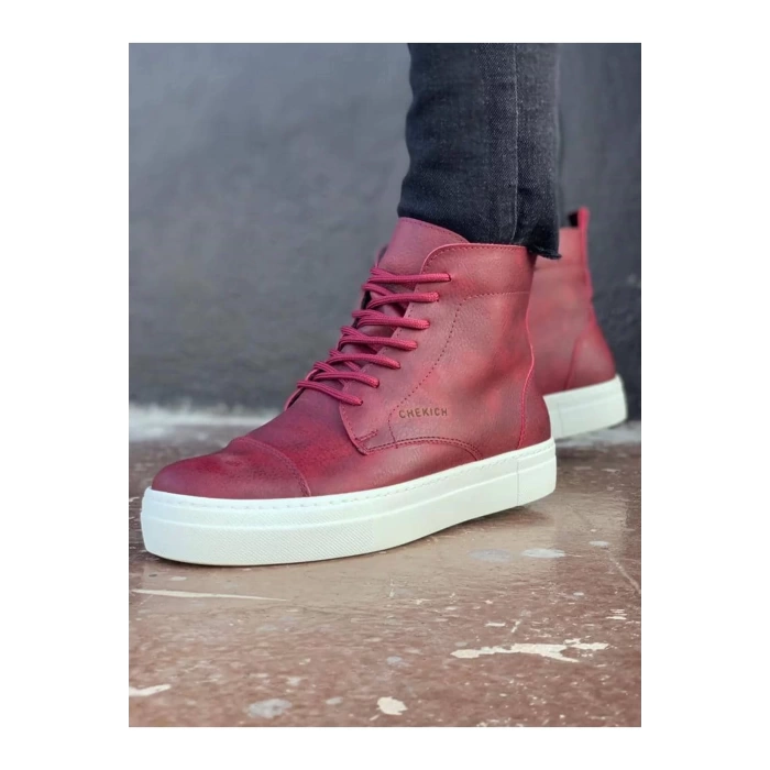 CH029 CBT Vulcanized Lace Up Erkek Bot BORDO