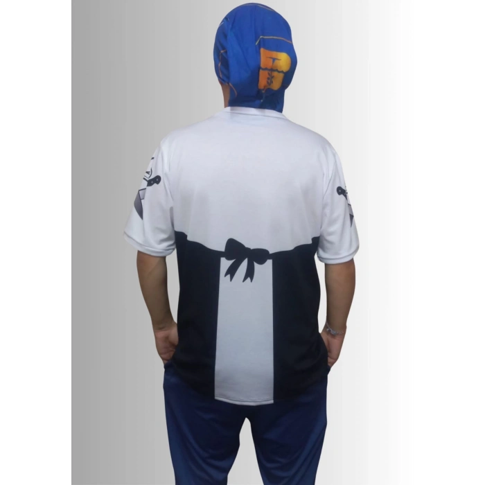 Erkek T-Shirt Chef Cooking Önlük Baskılı Siyah (Kesik Elyaf Kumaş)