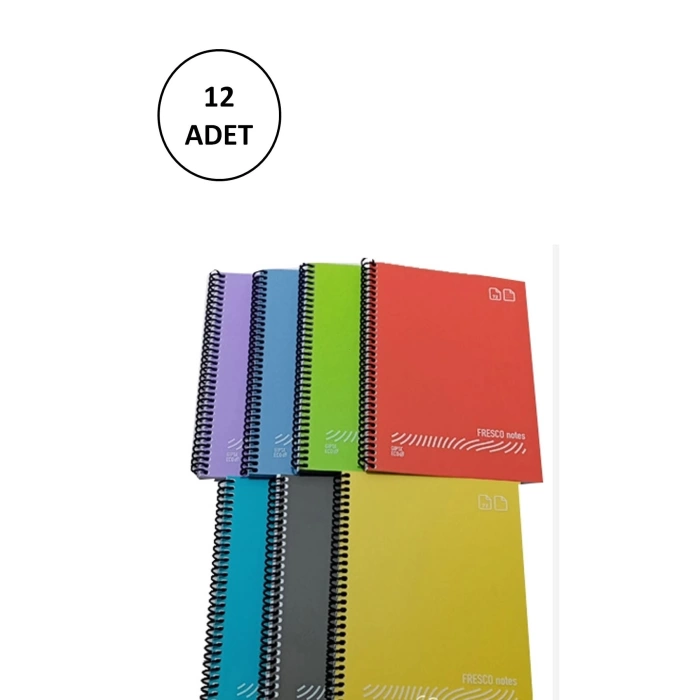 FRESCO Spiralli Plastik Defter A4 72 Yaprak Kareli GP.3-4933000-2011 12 Adet