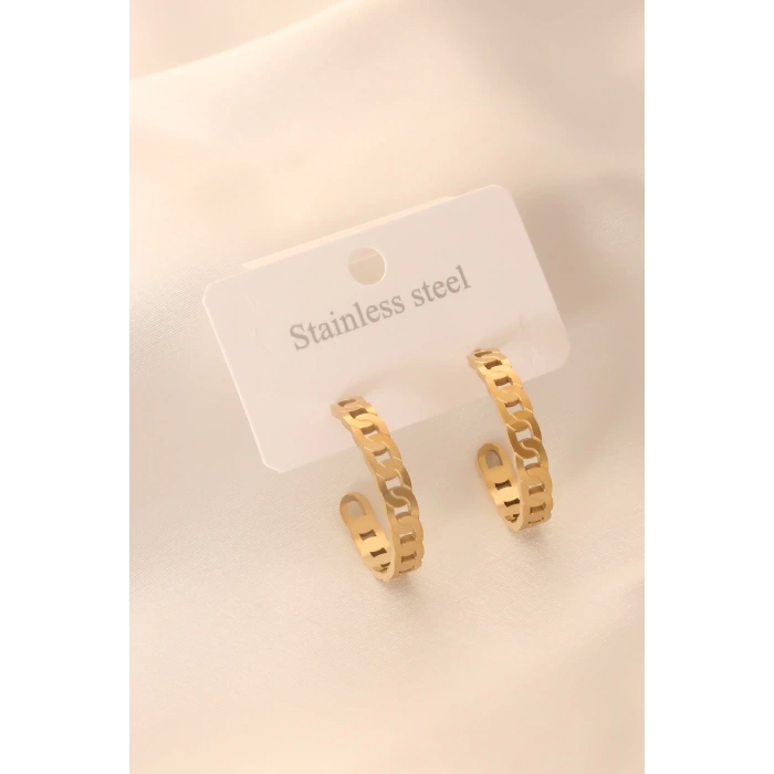 Gold Renk Halka Çelik Kadın Küpe