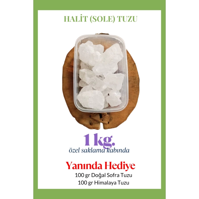 Halit Kristal Himalaya Tuzu 1 Kg. Berrak Kristal Tuz - Kristal Sole Tuzu Halit Tuz 1000 Gr. - HEDİYELİ