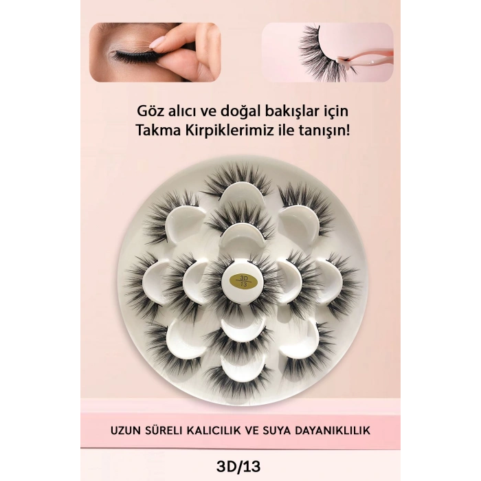 İpek Takma Kirpik 7 Çift 3d-13 Uzun Yoğun Görünüm News Sfey 997516