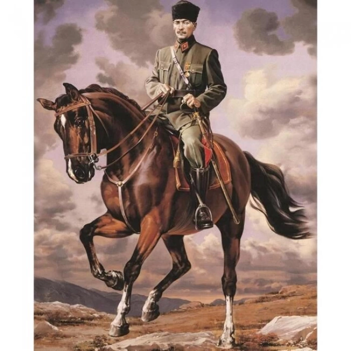Kanvas Sayılarla Boyama Seti Kasnaklı-çerçeveli Atatürk