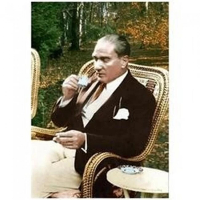 Kanvas Sayılarla Boyama Seti Kasnaklı-çerçeveli Atatürk Kahve Keyfi