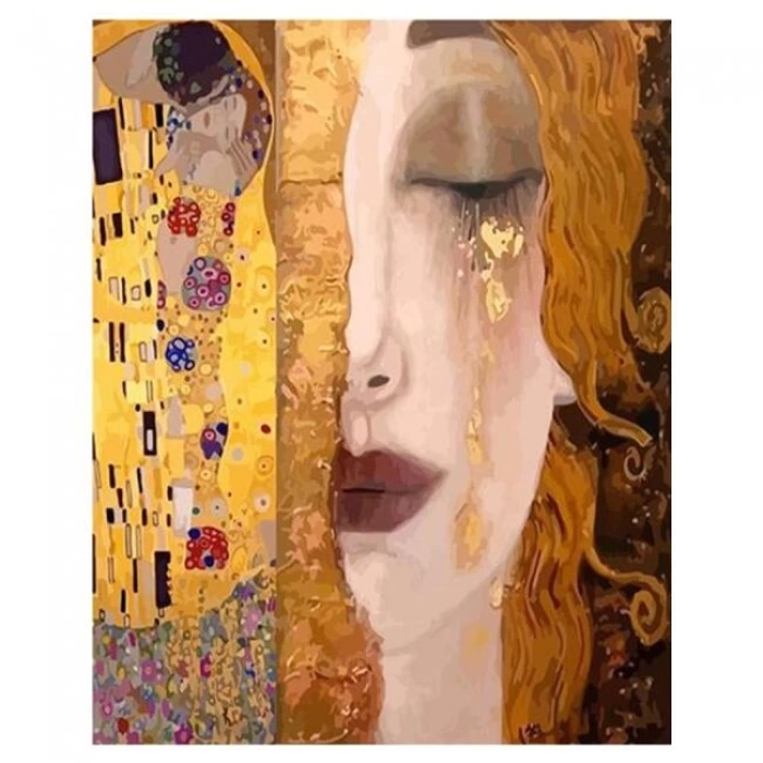 Kanvas Sayılarla Boyama Seti Kasnaklı-çerçeveli Gustav Klimt İki Eser
