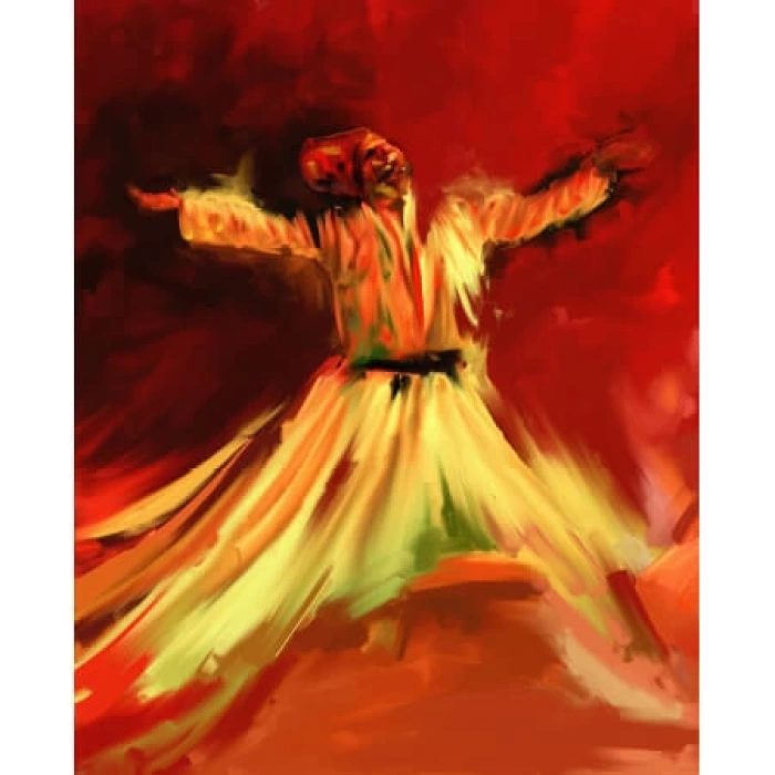 Kanvas Sayılarla Boyama Seti Kasnaklı-çerçeveli Mevlana 3
