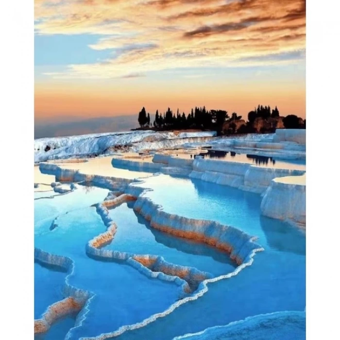 Kanvas Sayılarla Boyama Seti Kasnaklı-çerçeveli Pamukkale